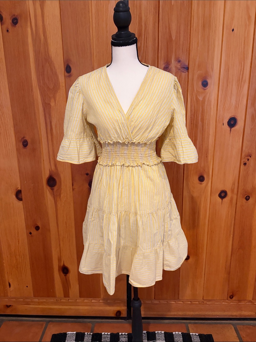 Max Studio Yellow Striped Costal Cowgirl Mini Dress Size S